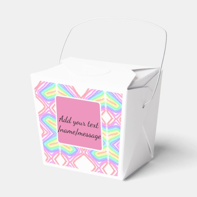 Rainbow watercolor add name text custom message favour box (Front Side)