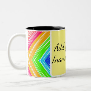 Rainbow watercolor add name text custom message Two-Tone coffee mug