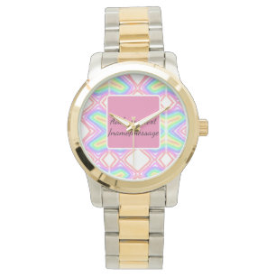 Rainbow watercolor add name text custom message watch