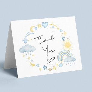 Rainbow Watercolor Baby Boy Shower Thank You Card