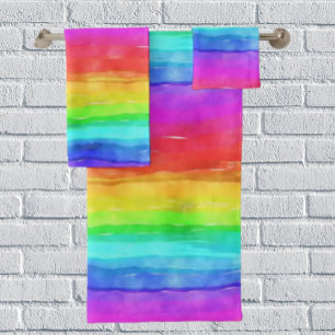 Rainbow Watercolor Bath Towel Set