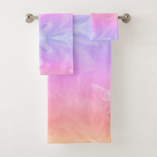 Rainbow watercolor bath towel set