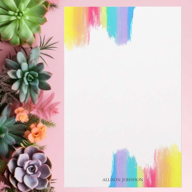 Rainbow Watercolor Beautiful Artistic Monogram Stationery (Creator Uploaded)