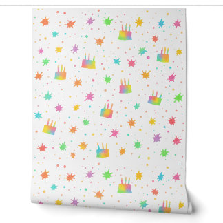 Rainbow Watercolor Birthday Cake Colorful Paint Wallpaper