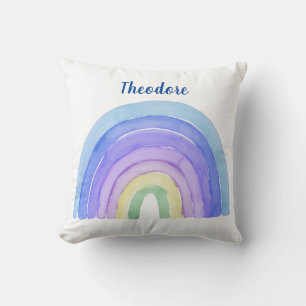 Rainbow Watercolor Boys Personalised Cushion
