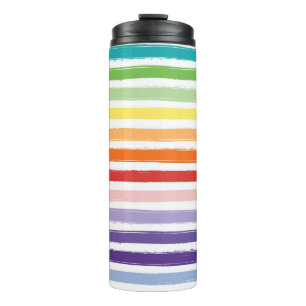 Rainbow Watercolor Brush Stripe Pattern Thermal Tumbler