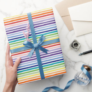 Rainbow Watercolor Brush Stripe Pattern Wrapping Paper