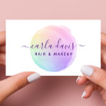 Rainbow Watercolor Business Card<br><div class="desc">This elegant business card features a beautiful rainbow watercolor design with a hand-lettered script. Perfect for makeup artists,  hair stylists,  and other beauty professionals. Customise it with your name and information for a truly unique touch. Order yours today!</div>