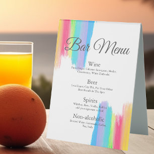 Rainbow Watercolor Chic LGBTQ Wedding Drinks Menu