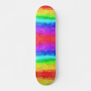 Rainbow Watercolor Colourful  Skateboard