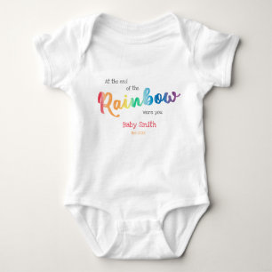 Rainbow watercolor custom due date and name baby bodysuit