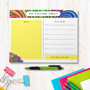 Rainbow Watercolor Doodle Calendar Notepad