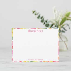 Rainbow Watercolor Dots Personalised Kids Name Thank You Card