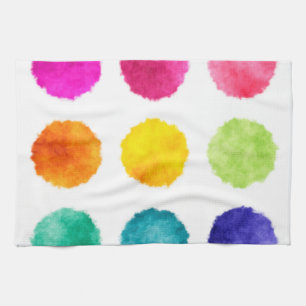 Rainbow watercolor dots tea towel