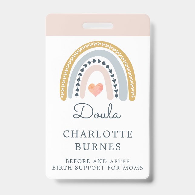 Rainbow Watercolor Doula ID Badge (Front)