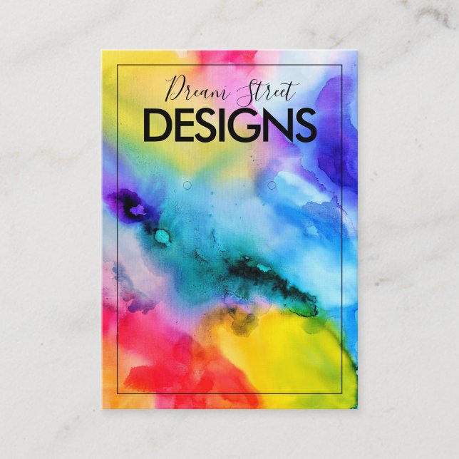 Rainbow Watercolor Earring Display Card (Front)