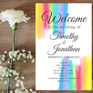 Rainbow Watercolor Elegant Summer Wedding Program