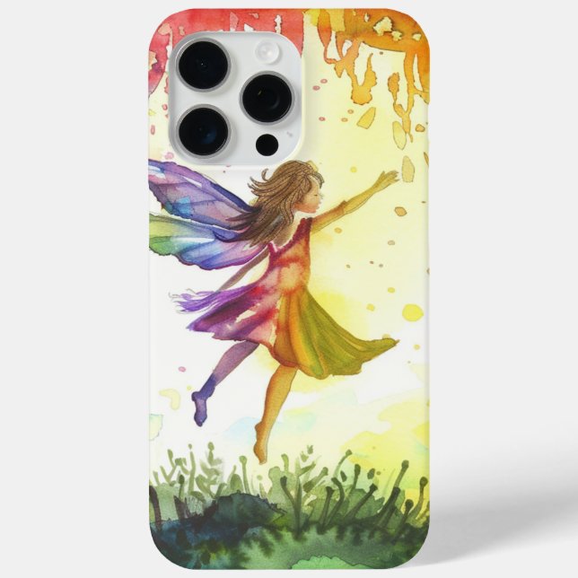 Rainbow Watercolor Fairy in Flight Case-Mate iPhone Case (Back)