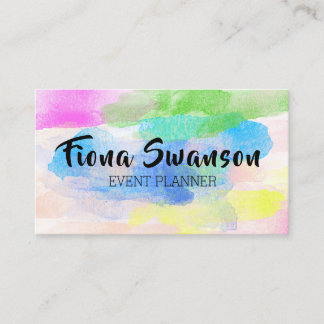 Rainbow Watercolor Feminine Handwriting Business Card
