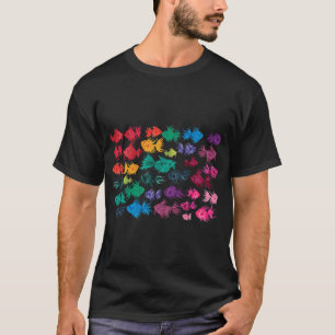 Rainbow Watercolor Fish Pattern T-Shirt