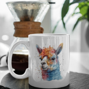 Rainbow Watercolor Llama Coffee Mug