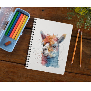  Rainbow Watercolor Llama Notebook
