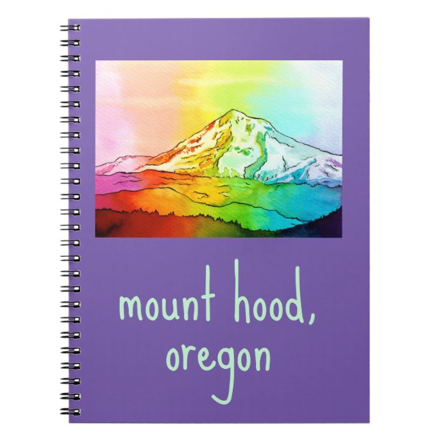 Rainbow Watercolor Mount Hood Notebook (Front)