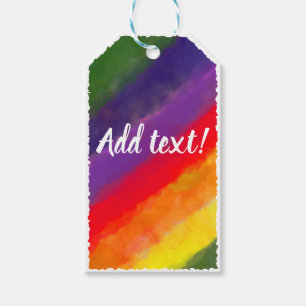 Rainbow Watercolor Painting Background Custom Gift Tags