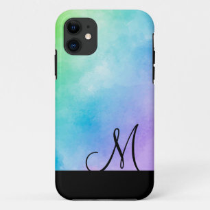 Rainbow watercolor painting with personalised tot iPhone 11 case