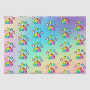 Rainbow Watercolor Paw Print Birthday Party Tissue Paper