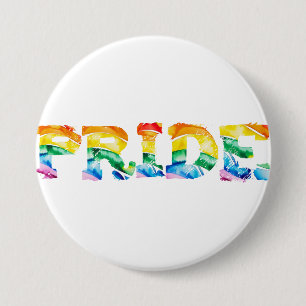 Rainbow Watercolor PRIDE Typography Art LGB LGBTQ  7.5 Cm Round Badge