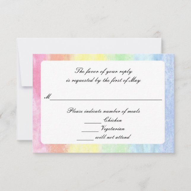 "Rainbow Watercolor" RSVP Cards (Front)
