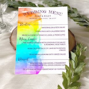 Rainbow Watercolor Splash LGBTQ Wedding Menu