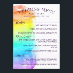 Rainbow Watercolor Splash LGBTQ Wedding Menu<br><div class="desc">Colourful LGBTQ wedding menu in a 5 x 7 size featuring a watercolor ombre wash covering most of the card with charming hand-writing fonts in dark purple. Add your starters,  main courses,  and desserts.</div>