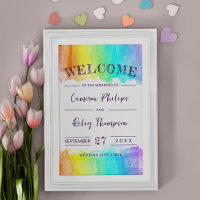 Rainbow Watercolor Splash LGBTQ Wedding Welcome