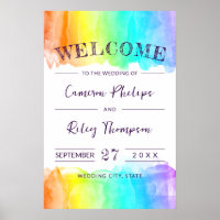 Rainbow Watercolor Splash LGBTQ Wedding Welcome