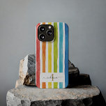 Rainbow Watercolor Stripes Colourful Monogram Name iPhone 13 Pro Case<br><div class="desc">Add a name and initial to this colourful rainbow watercolor stripes phone case to create a unique one of a kind gift or treat yourself to a bright and bold monogrammed phone protector</div>