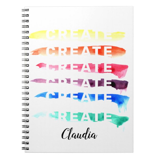 Rainbow Watercolor Stripes | CREATE Notebook (Front)