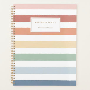 Rainbow Watercolor Stripes Homeschool Planner