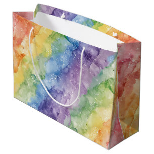 Rainbow Watercolor Stripes Pattern Large Gift Bag