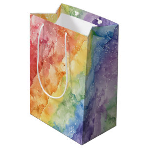 Rainbow Watercolor Stripes Pattern  Medium Gift Bag