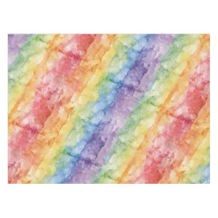 Rainbow Watercolor Stripes Pattern Tablecloth