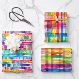 Rainbow Watercolor Stripes Wrapping Paper Sheet
