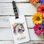 Rainbow Watercolor Unicorn Monogram Luggage Tag<br><div class="desc">This design was created though digital art. It may be personalised in the area provide or customising by choosing the click to customise further option and changing the name, initials or words. You may also change the text colour and style or delete the text for an image only design. Contact...</div>