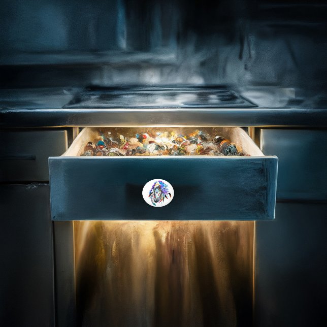 Rainbow watercolor war horse ceramic knob (Creator Uploaded)