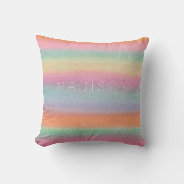 Rainbow Watercolor Wash Art Designer Cushion (Front)
