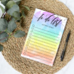 Rainbow Watercolor Wash Checkbox To Do List Post-it Notes<br><div class="desc">Personalised notes with a practical to do list. The post-its' to do list has checkboxes to easily see which tasks or chores you've completed. Customise by adding your name. To do list is written in beautifully swirly calligraphy against a watercolor wash in a rainbow ombre.</div>
