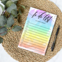Rainbow Watercolor Wash Checkbox To Do List