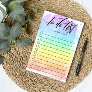 Rainbow Watercolor Wash Checkbox To Do List Post-it Notes