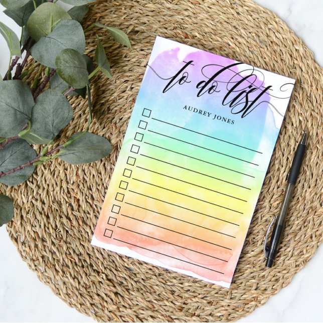 Rainbow Watercolor Wash Checkbox To Do List Post-it Notes (Creator Uploaded)